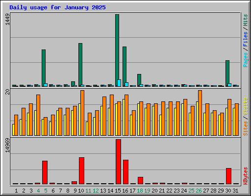 Daily usage for January 2025