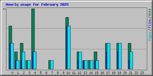 Hourly usage for February 2025