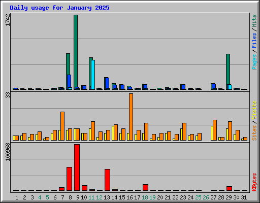 Daily usage for January 2025