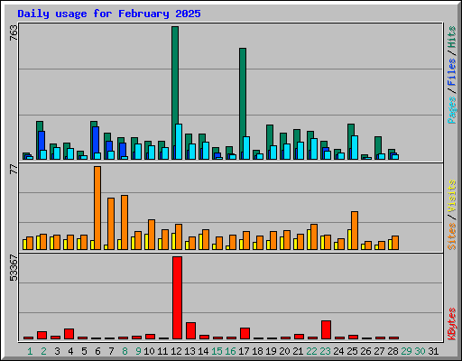 Daily usage for February 2025