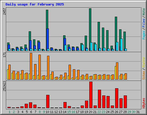 Daily usage for February 2025