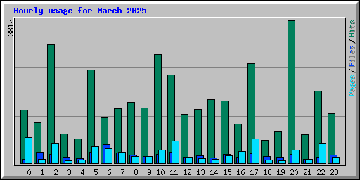 Hourly usage for March 2025